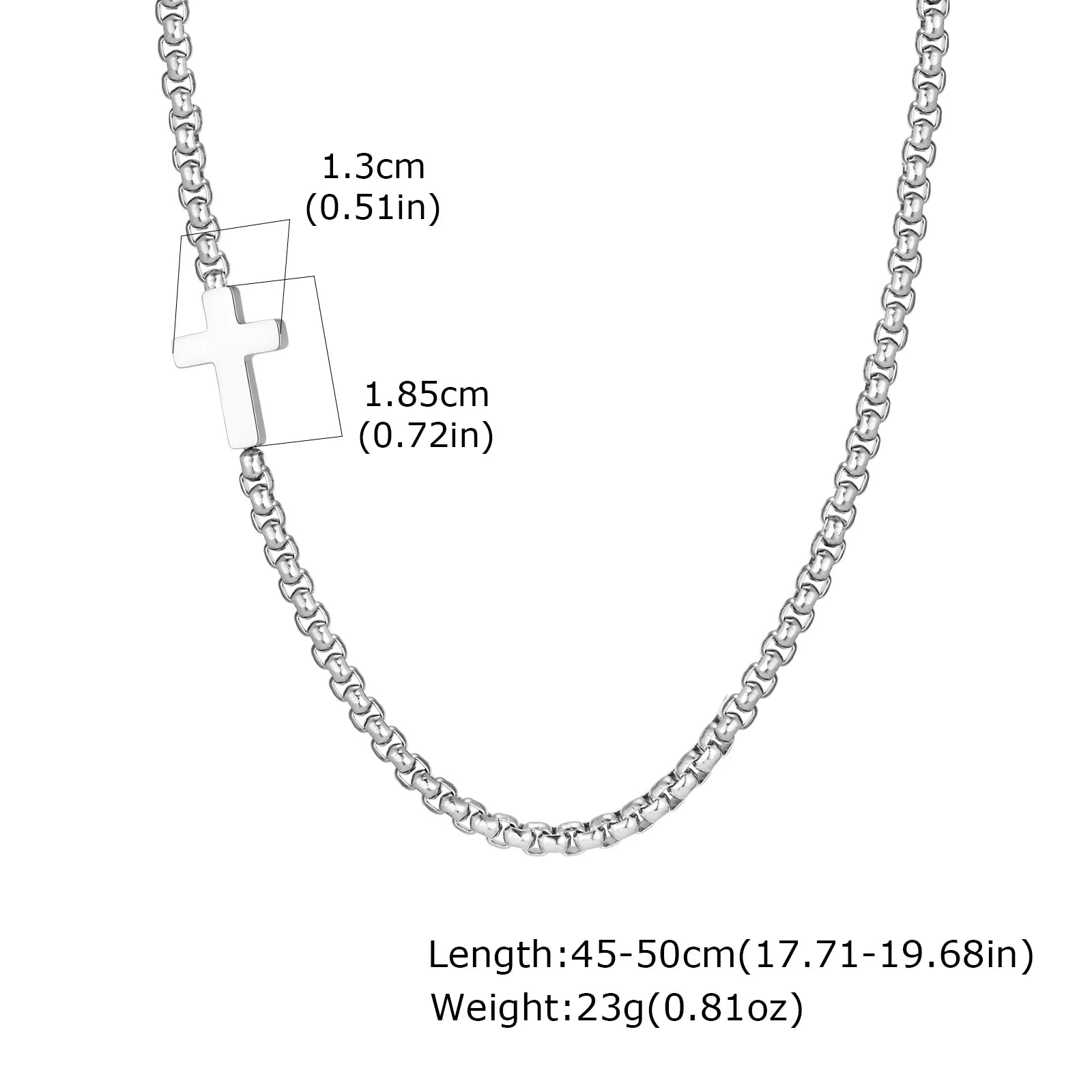 Cross Box Chain Pendant Necklace — Stainless Steel