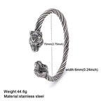 My Shape Viking Animal Cuff Bangles for Men Punk Wolf Lion Leopard Skeleton Stainless Steel Bracelet Nordic Vintage