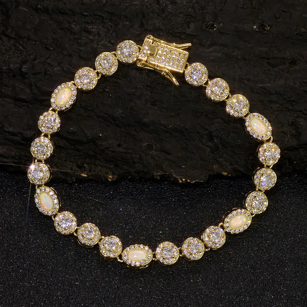 Tennis Chain Necklace Stainless Steel Opal Diamond