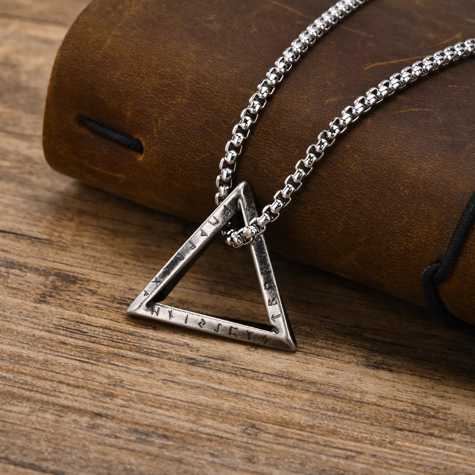 Viking Triangle Geometric Pendant — Stainless Steel