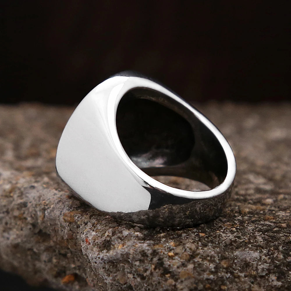 Star Signet Steel Ring Pentagon Biker Good