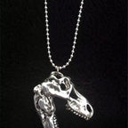 Tyrannosaurus Rex Dinosaur Skull Pendant Long Necklace Goth Teeth
