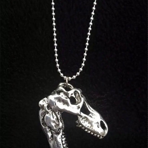 1pc Tyrannosaurus Rex Cyberpunk Goth Animal Teeth Skeleton Cranium Gothic Jewelry Dinosaur Skull Pendant Long Necklace