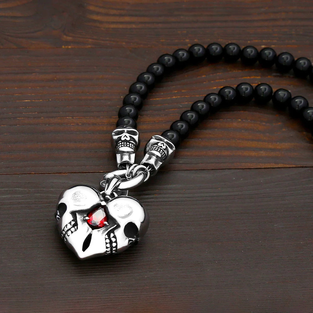 Skull Black Pendant Vintage Punk Rock 50CM Long