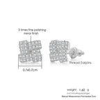 Iced Out Round Square Stud Earrings — Gold