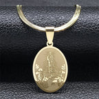 Virgin Mary Prayer Medal Necklace — Stainless Steel