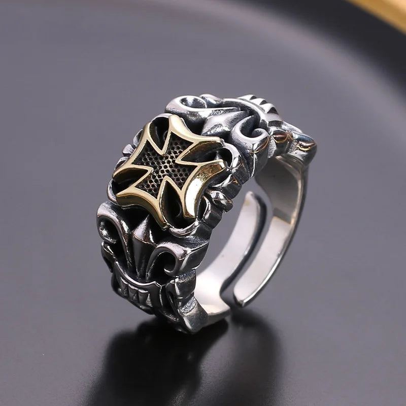 Vintage Cross Men's Ring Men's Open Live Personality Fashion Trend Adjustable Jewelry