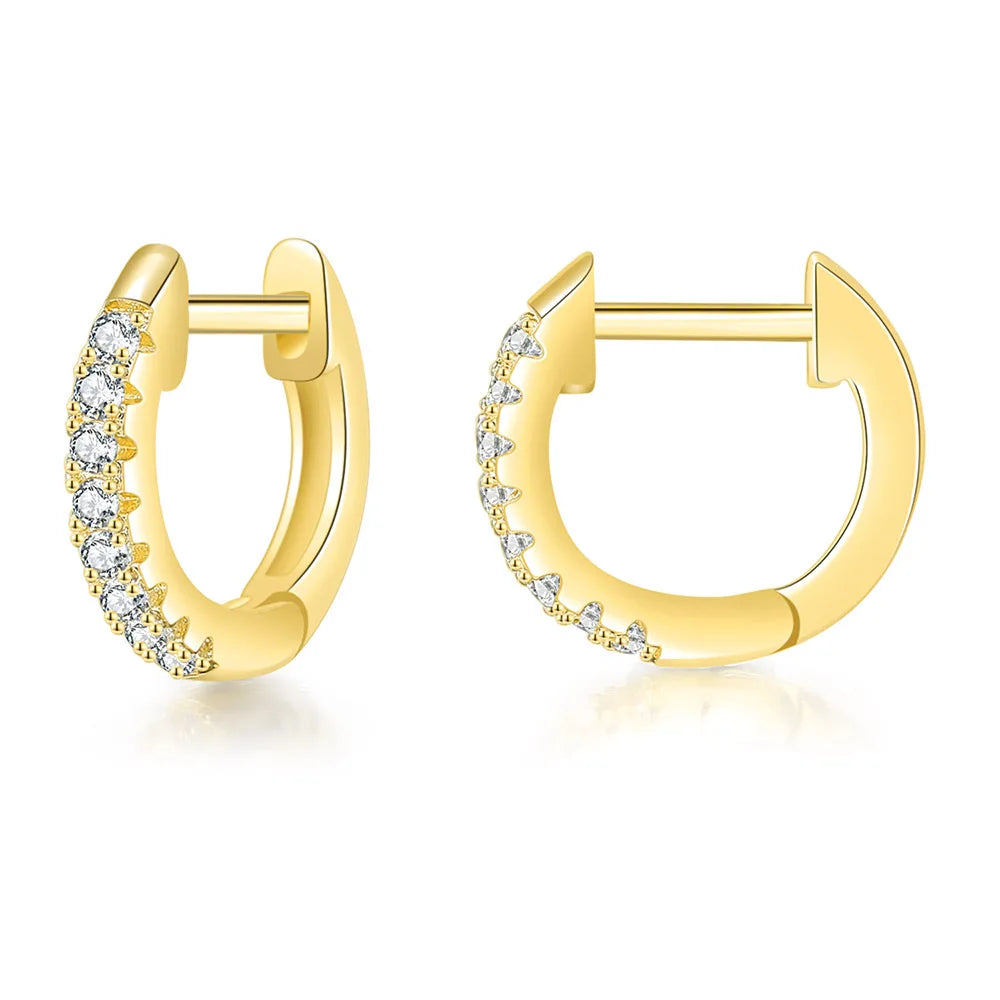 Iced Out Hoop Earrings Stainless Steel CZ