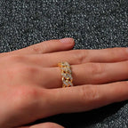 925 Silver Iced Out Cuban Ring VVS Moissanite