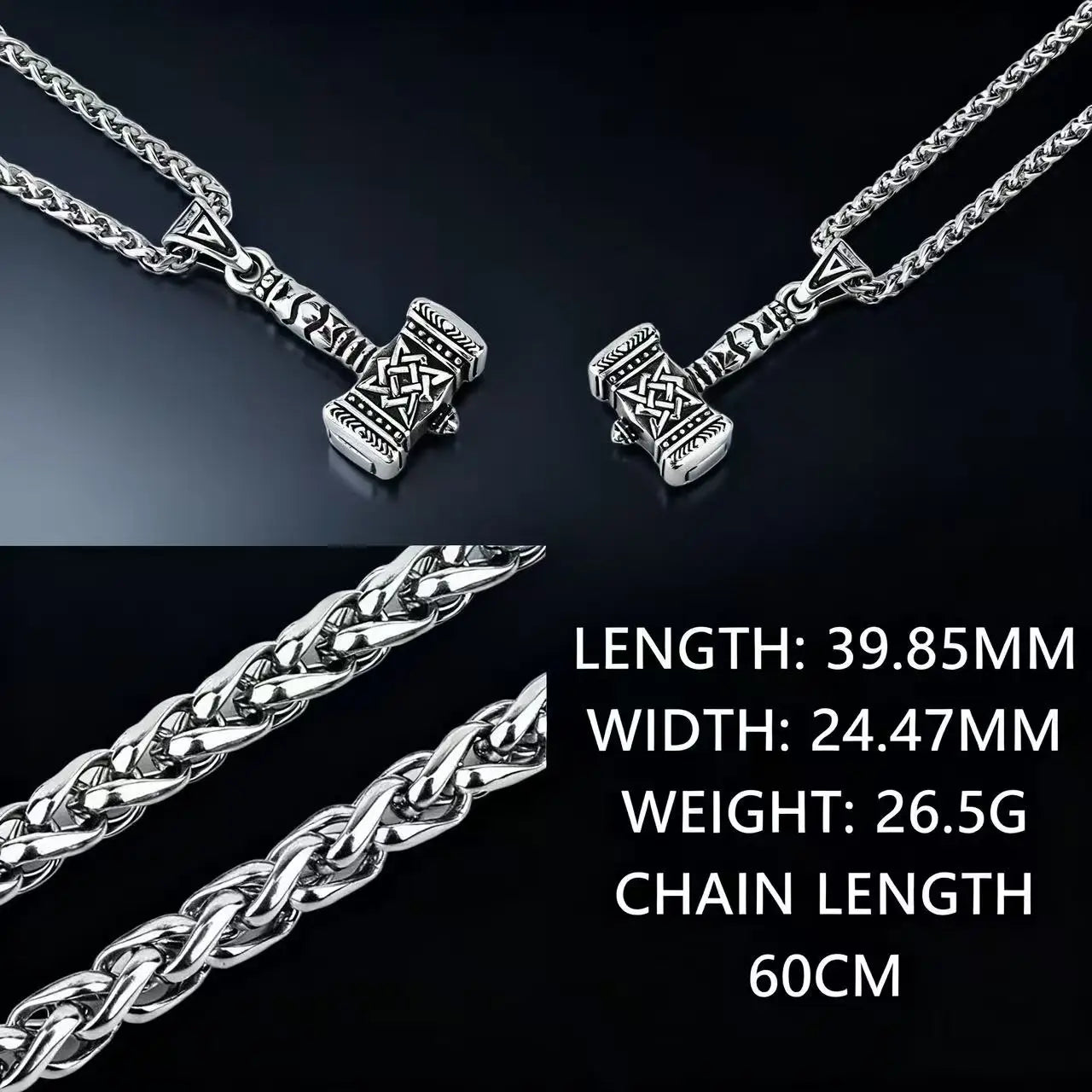 Thor Mjolnir Steel Pendant 316L Norse Mythology