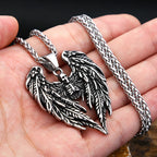 New 316L Stainless Steel Skull With Angel Wings Pendant Necklaces For Men Boys Gothic Hip Hop Biker Jewelry Gifts
