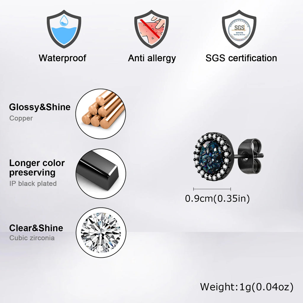Zircon Stud Earrings — Stainless Steel