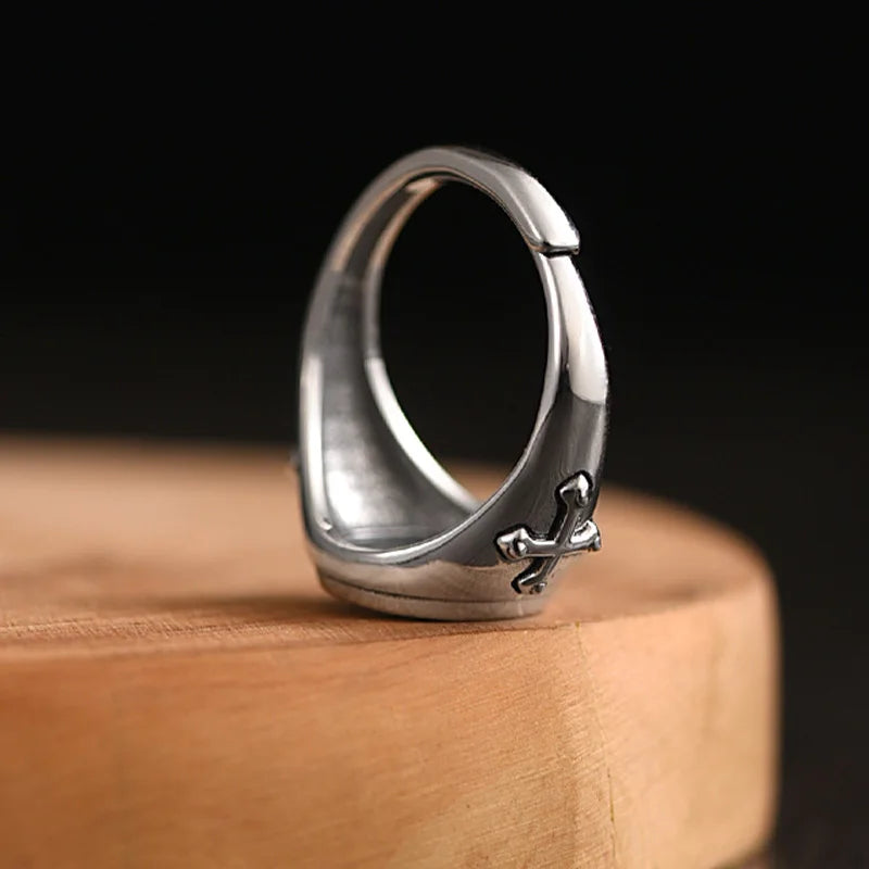 Praying Hands Gothic Punk Ring, Silver-Tone — Zinc Alloy