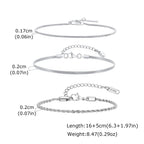 Thin Chain Bracelet Set 3pcs — Silver