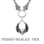 Fallen Angel Wings Skull Pendant Necklace — Stainless Steel