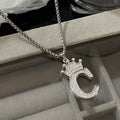 Freetry 26 Letters A-Z Zircon Crown Pendant Necklace for Women Men Punk Initial Alphabet Necklaces Hip Hop Choker Chain