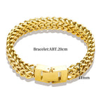 Hip Hop Stainless Steel Chunky Heavy Gold Color Bracelet Thick Texture Link Chain Rock Bracelet for Men Women