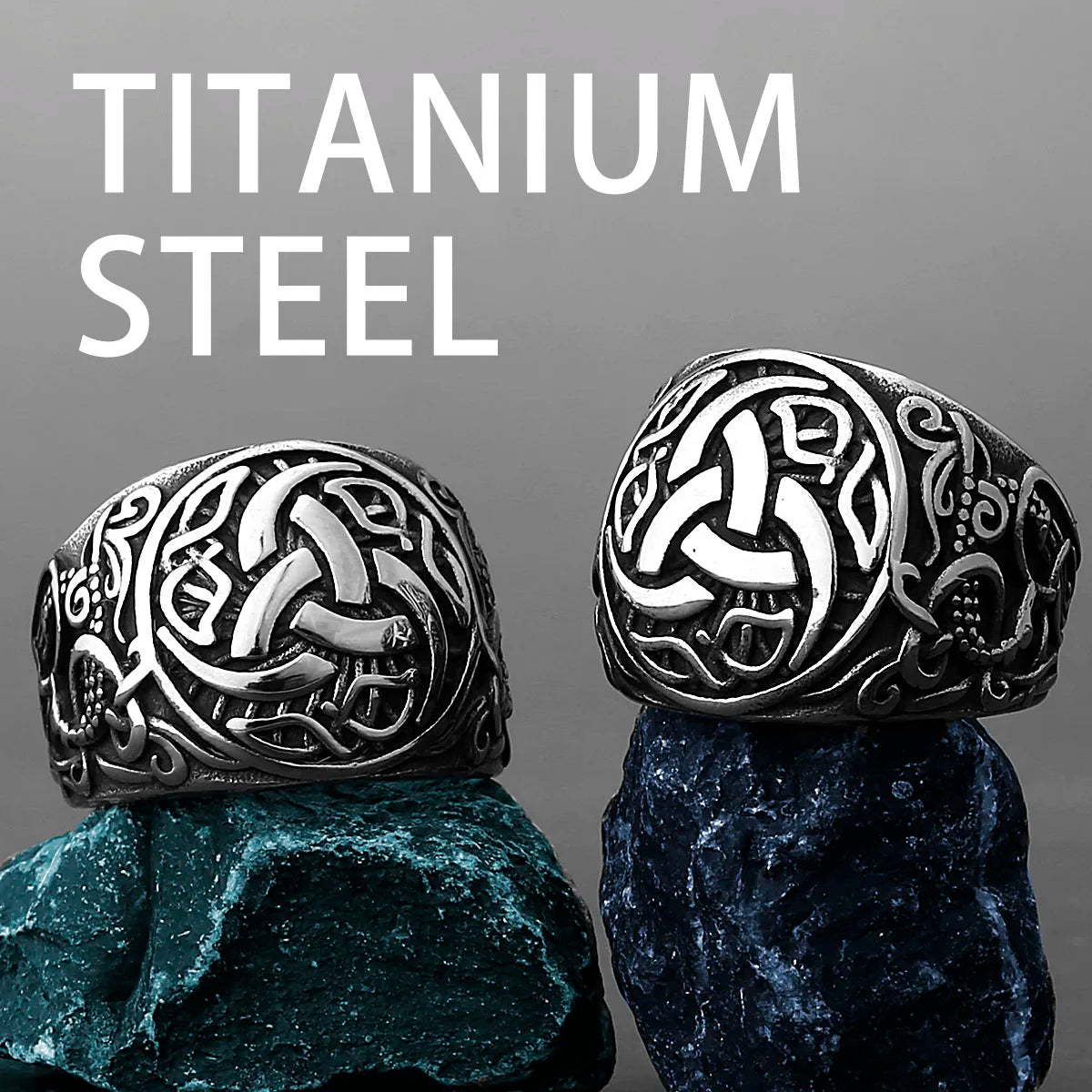 Viking Dragon Rune Stainless Steel Ring Men's Fashion Temperament Ring Biker Hip Hop Celtic Knot Amulet Jewelry Gift
