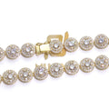 Gold Tennis Necklace Iced Out T-Square Mixed Inlay