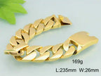 26mm Punk Rock Stainless Steel Rhombus Cuban MIami Link Chain Bracelets for Men Hip Hop Rock Jewelry Gold Color