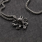 Gothic Pirate Octopus Skull Necklace Pendant Men Retro Street Rock Stainless Steel Octopus Necklace Chain Jewelry