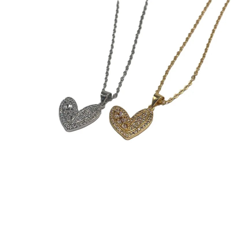 Diamond Love Collarbone Necklace — Stainless