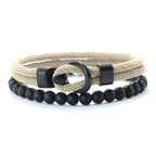 Fashion Mens Bracelet Set Lucky Thread Wrap Braclet Meditation Onyx Stone Beads Braslet Hombre Hand Accessories Fabric