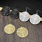 Snake Trident Gold Earrings Wicca Triple Moon