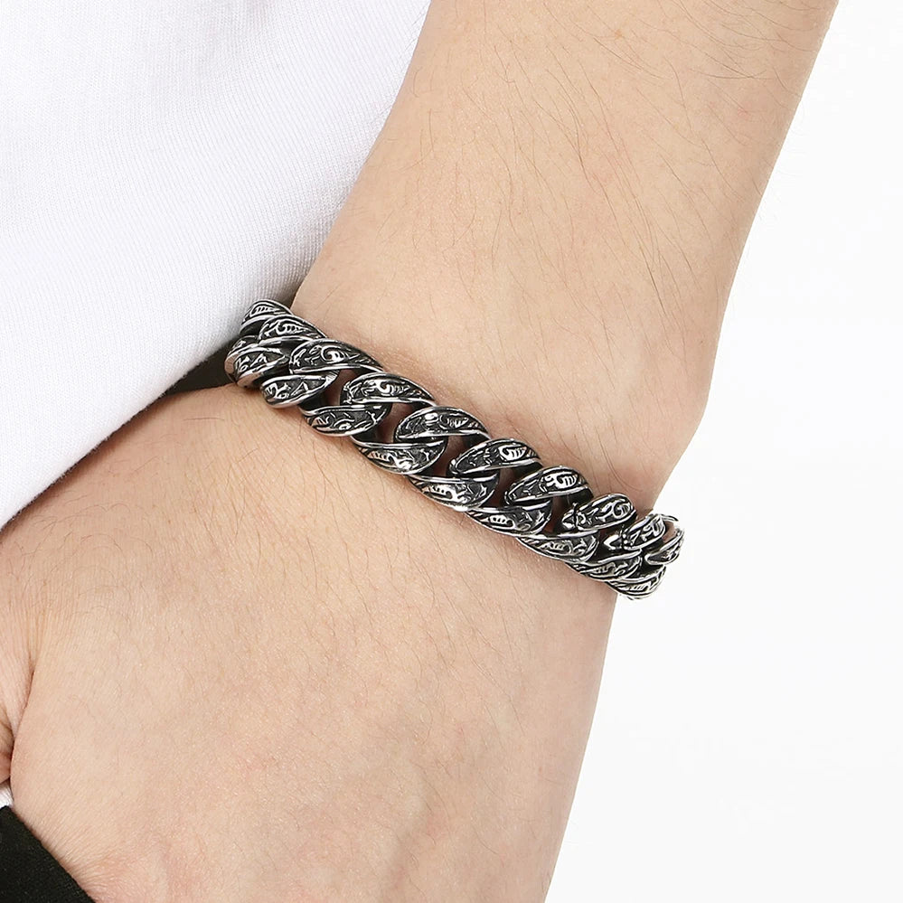Vintage 13MM Wide Cuban Link Chain Bracelet for Man Solid 316l Stainless Steel Men's Bracelets Wrist Hand Jewelry Gifts
