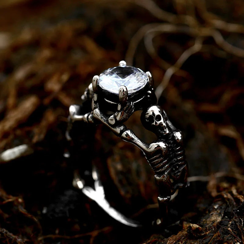 Skull Gemstone Ring — Stainless Steel