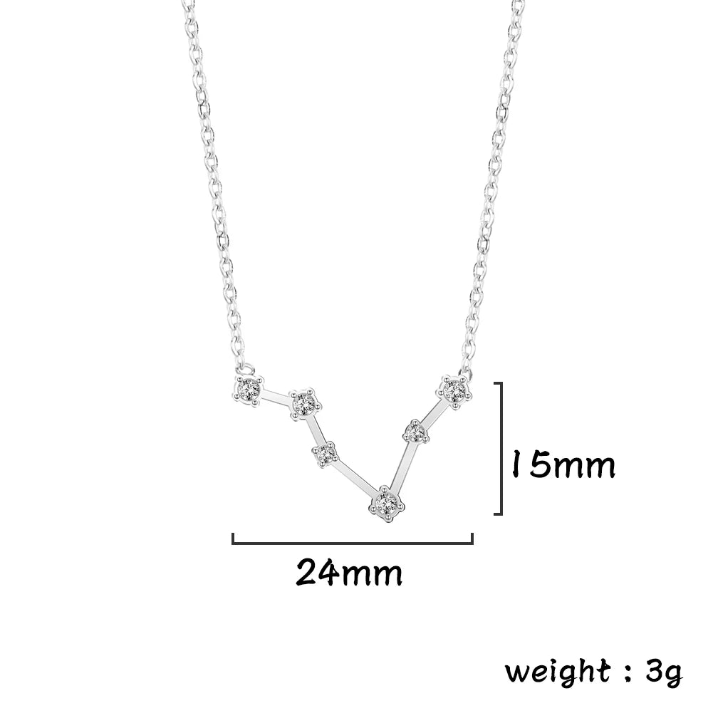 Unift Clear Zircon Zodiac Constellation Women Necklaces Star Sign Pisces Aries Taurus Pendant Fashion Horoscope Amulet Jewelry