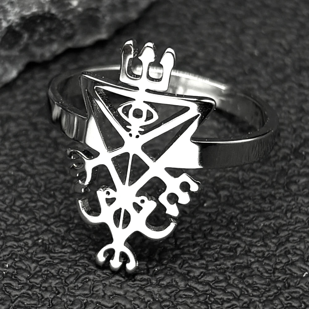 Sigil Lucifer Silver Long Necklace — Stainless Steel