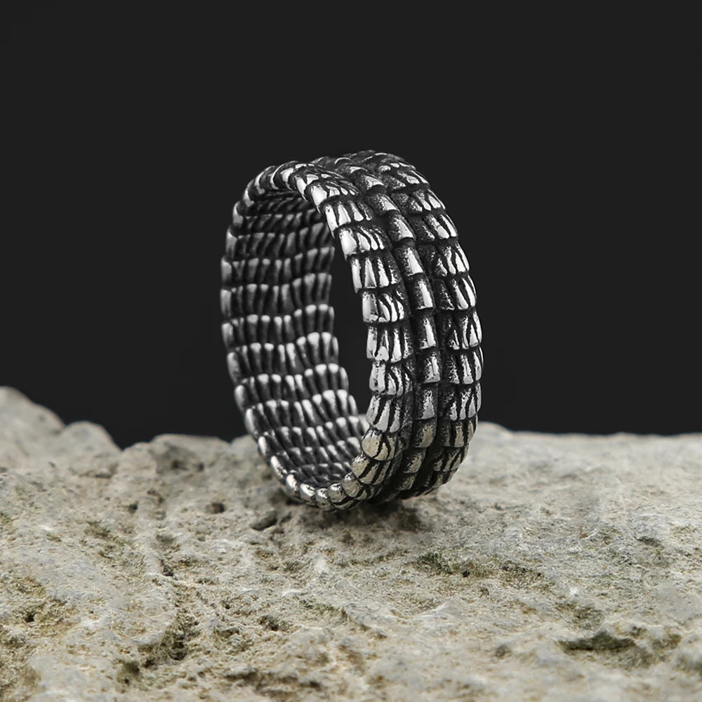 Stainless Steel Jewelry Dragon Scales Gothic Amulet Viking Rings For Men Women Norse Pagan Warrior Ring Symbolic Gift