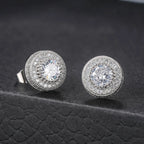 Iced Out Round CZ Piercing Stud Earrings for Men and Women