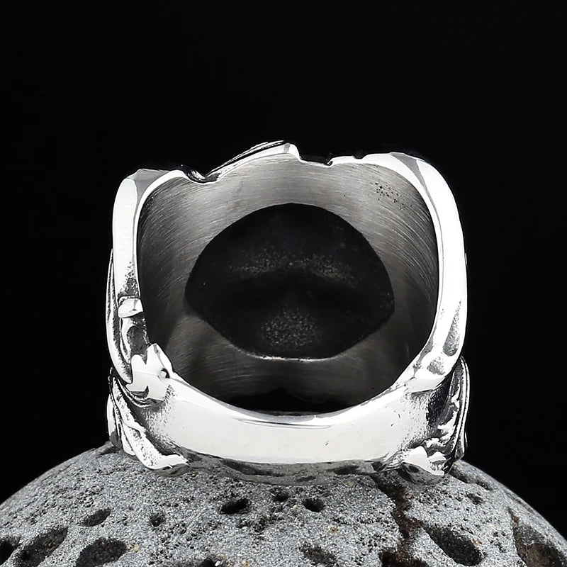 Wholesale Price Retro 316L Stainless Steel Rings Punk Rock Exaggerated Steampunk Skull Ring Gothic Fashion Jewelry