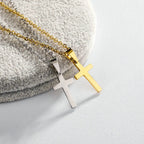 Stainless Steel Cross Pendant Necklace Minimal