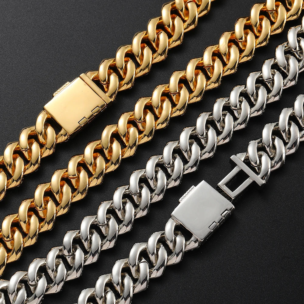 Iced Out Cuban Link Chain Necklace — Copper Alloy 15mm
