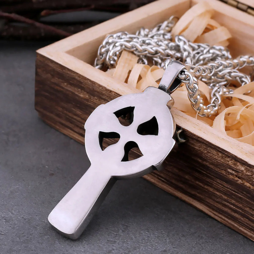 Vintage Cross Pendant Necklace — Stainless Steel