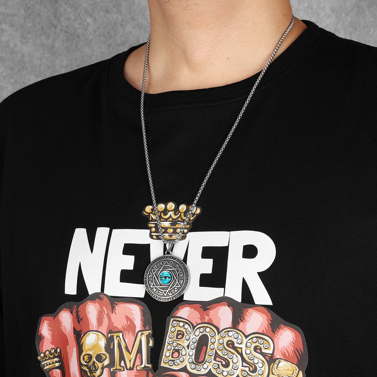 Hexagonal Necklaces Token 316L Stainless Steel Pendants Star of David Men Chain Punk Rock for Male Jewelry Best Gift