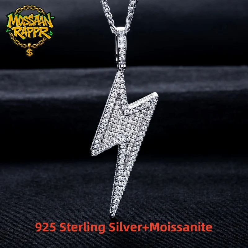 Iced Out Lightning Pendant — 925 Silver