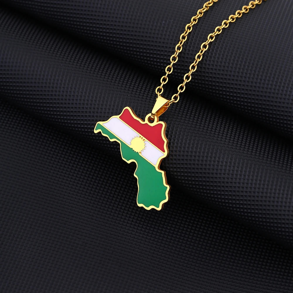 Kurdistan Map Pendant Necklace — Stainless Steel