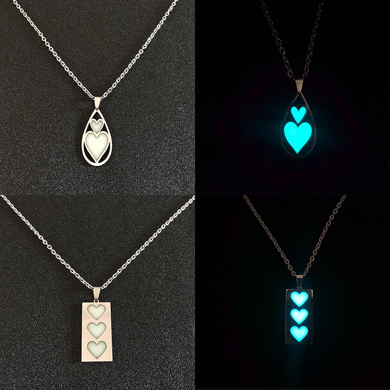Luminous Heart Pendant Necklace — Stainless Steel