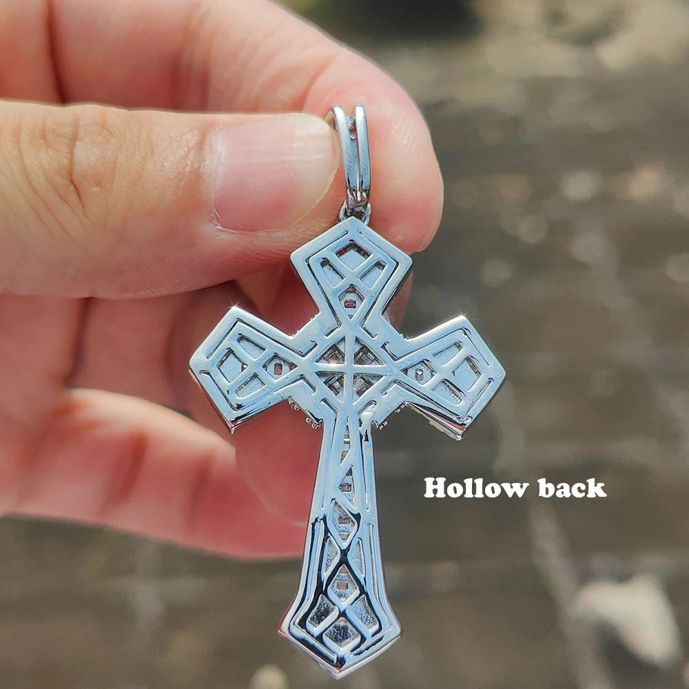 Iced Out Cross Pendant Baguette CZ Jesus