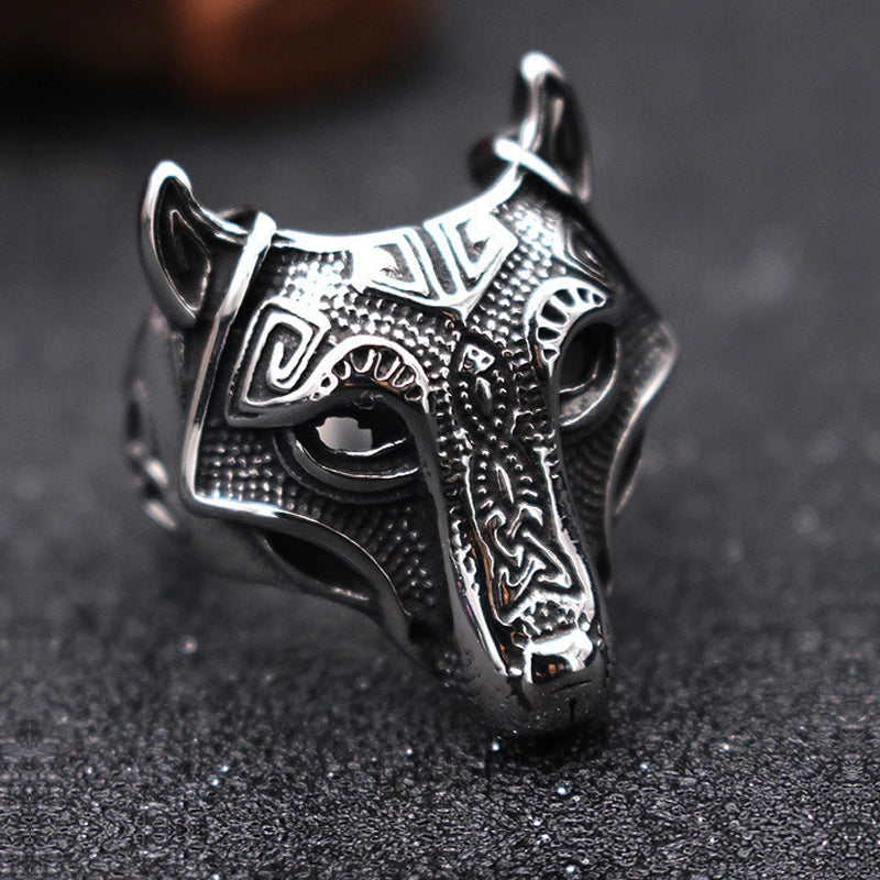 Viking Wolf Spiral Knot Amulet Ring — Stainless Steel