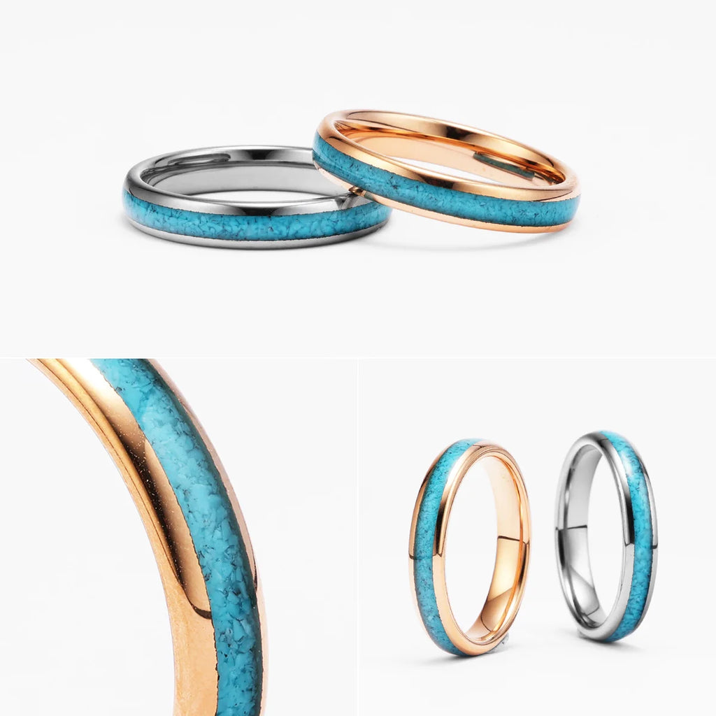 Turquoise Tungsten Ring — Stainless Steel