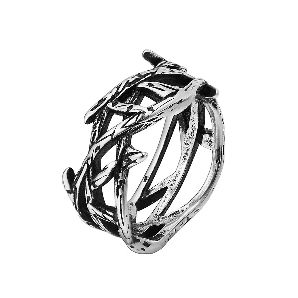 Steel Ring Vintage Punk Peace Olive Branch Biker