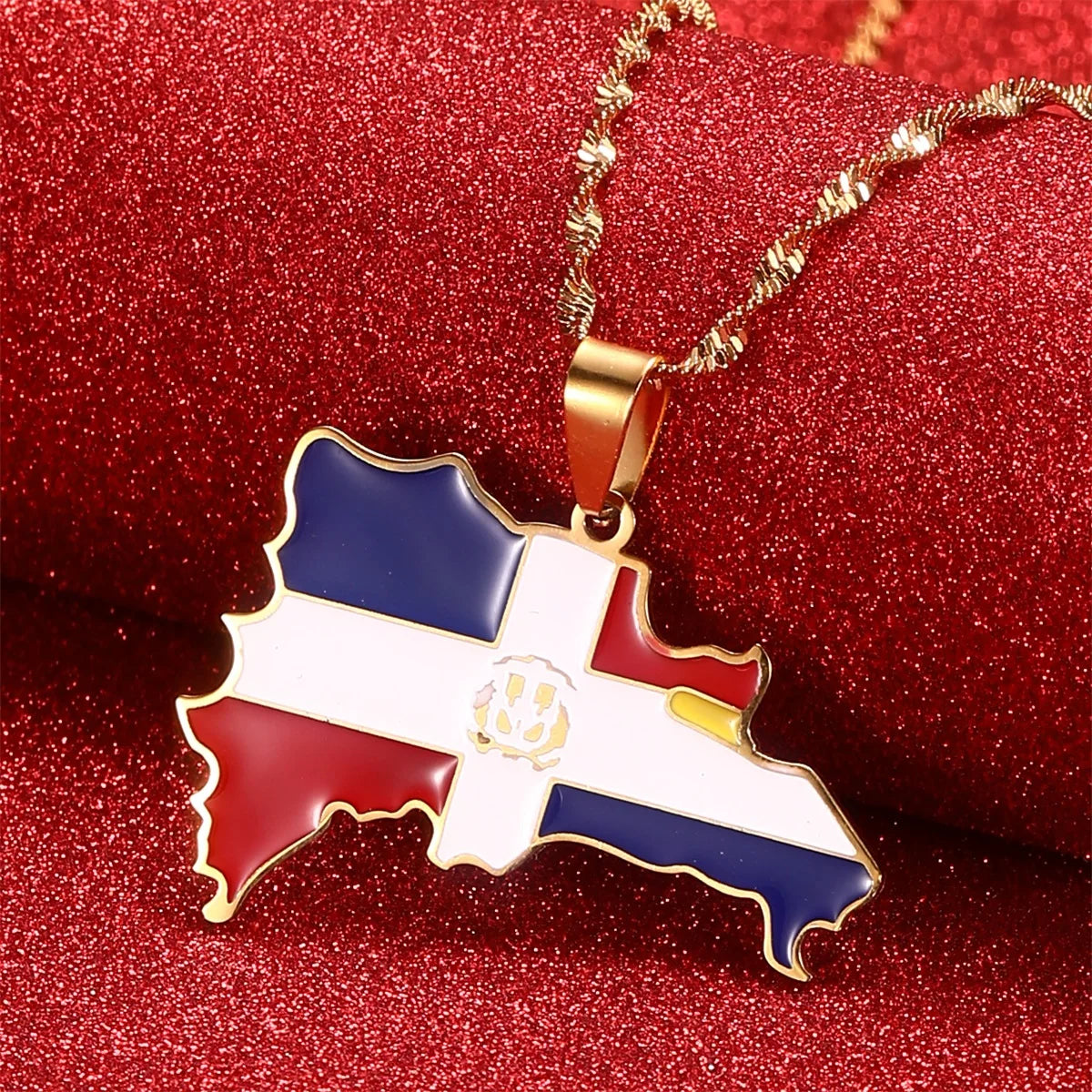 Dominican Republic Map Pendant Necklace