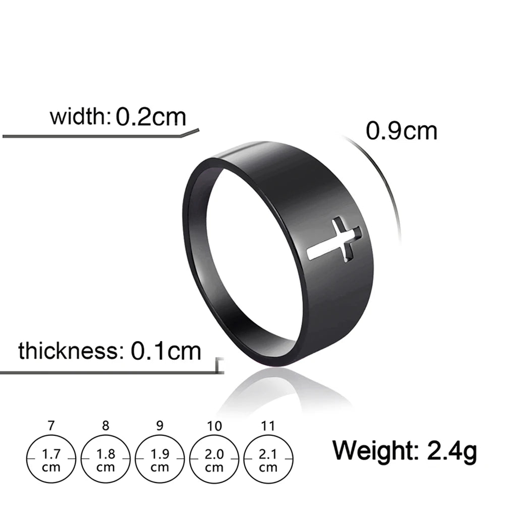 Gothic Wedding Cross Ring — Stainless Steel