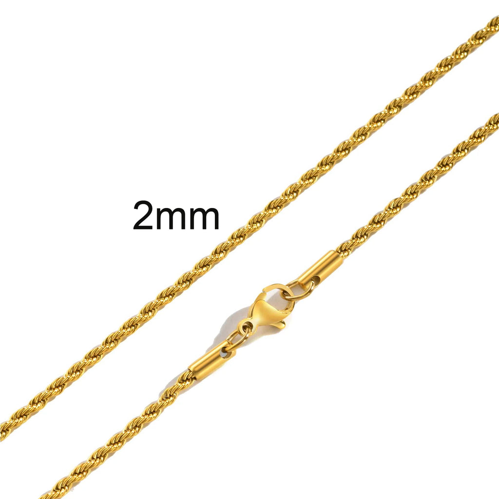 Twisted Rope Chain Necklace 5mm — Stainless