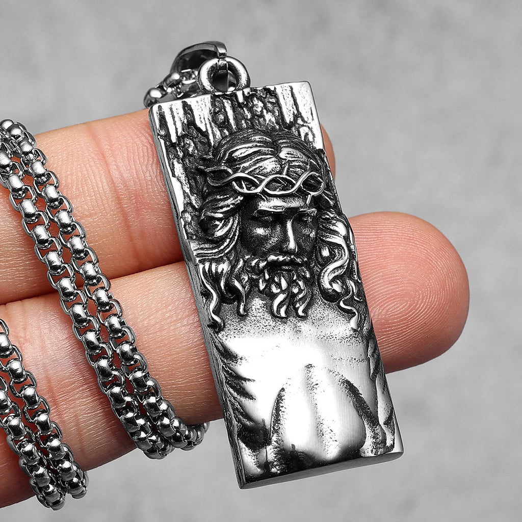 Jesus Pendant Necklace — Stainless Steel